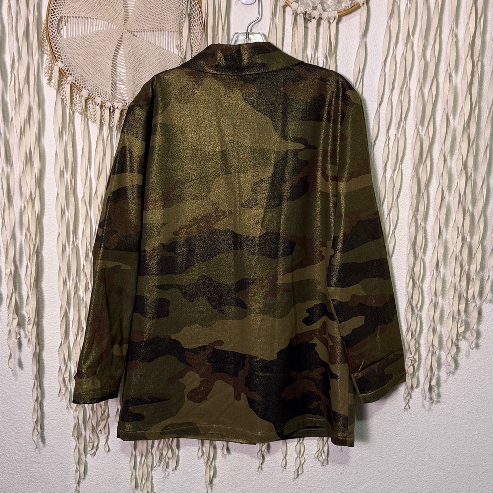 The Noli Shop Metallic Camouflage Utility Blazer Jacket M - Picture 9 of 12
